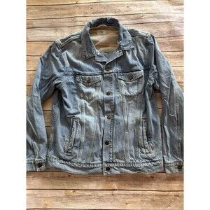 Marine Layer Molly Denim Trucker Jacket Large Relaxed Boyfriend Pockets Casual